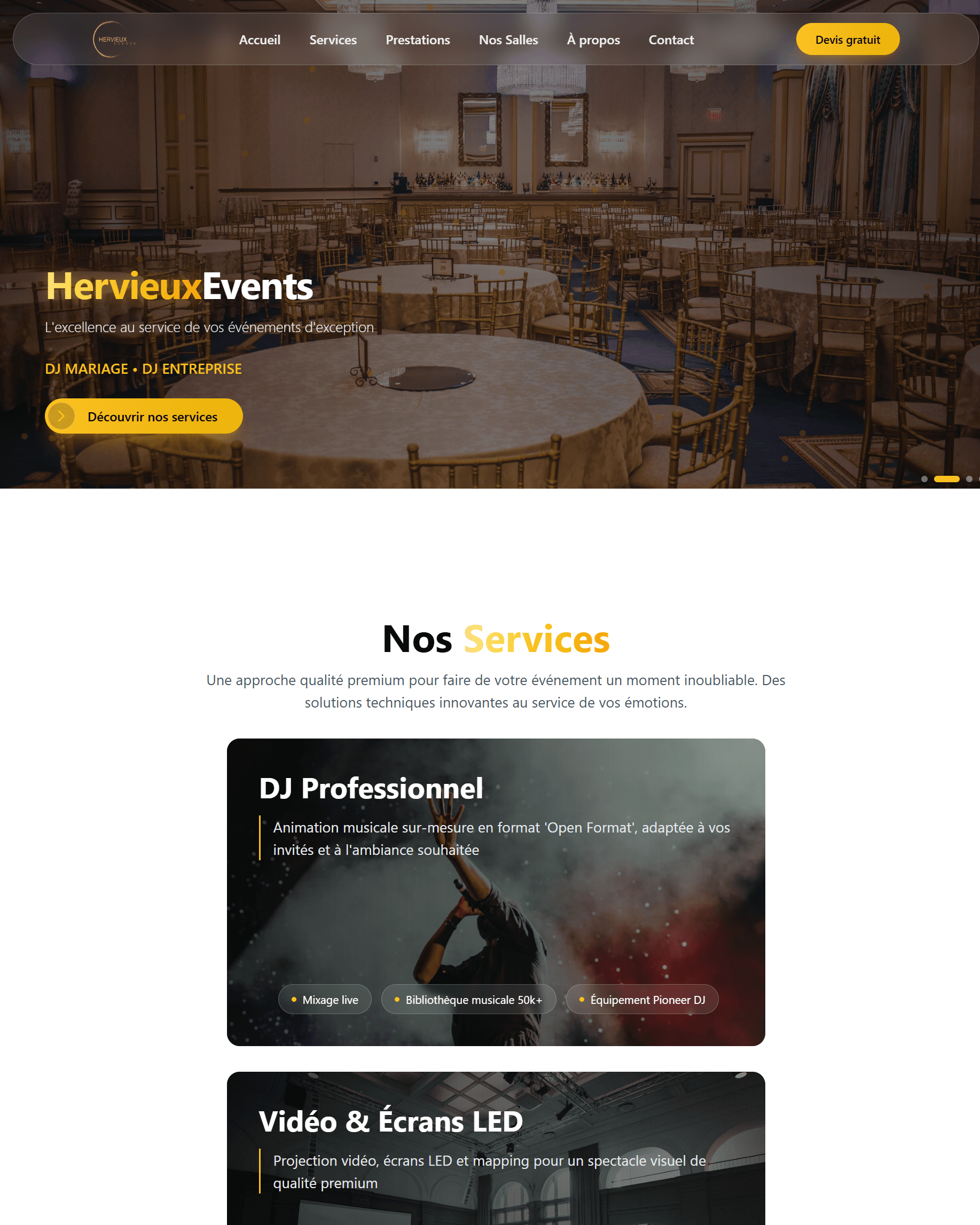 Site vitrine pour agence événementielle