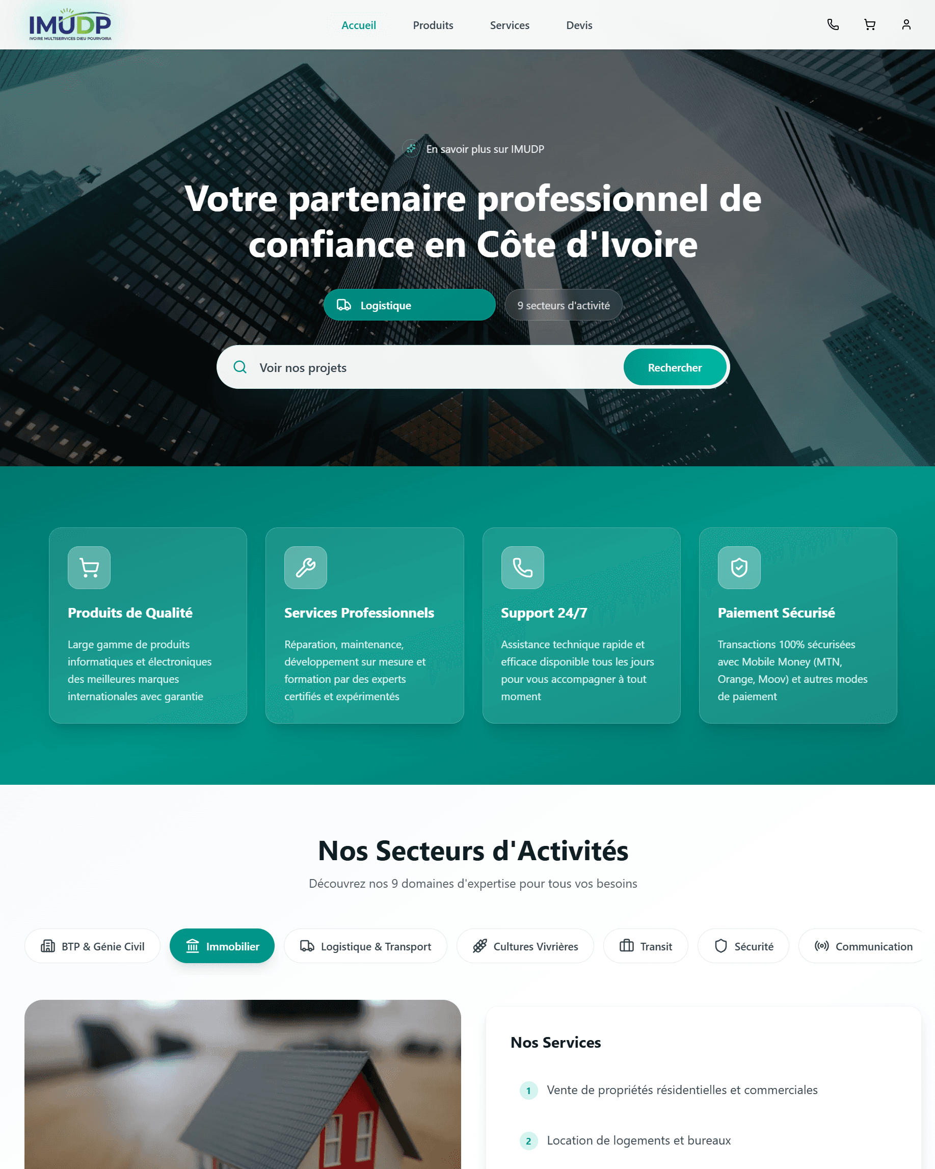 Plateforme web BTP et e-commerce