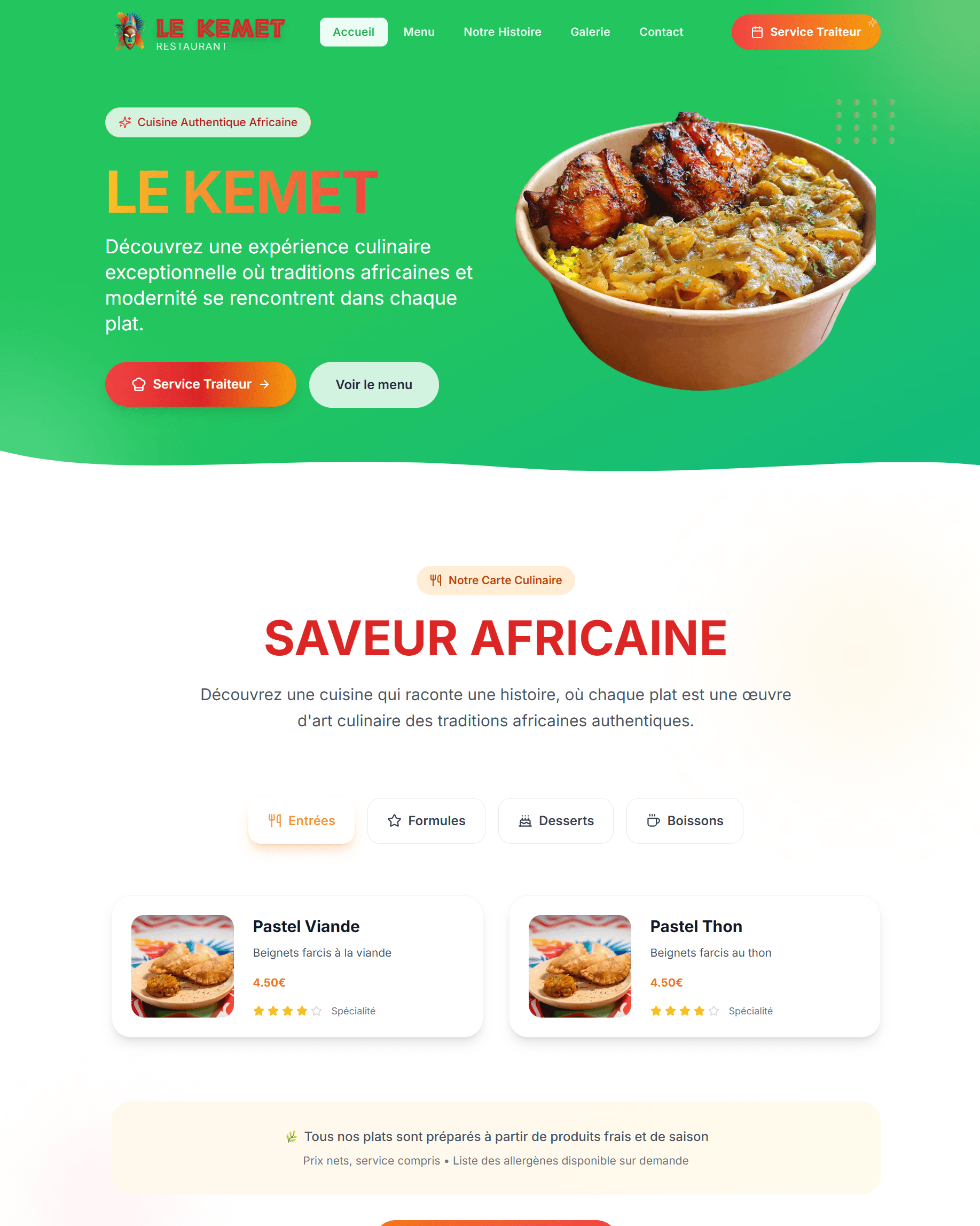 Plateforme e-commerce pour restaurant fusion