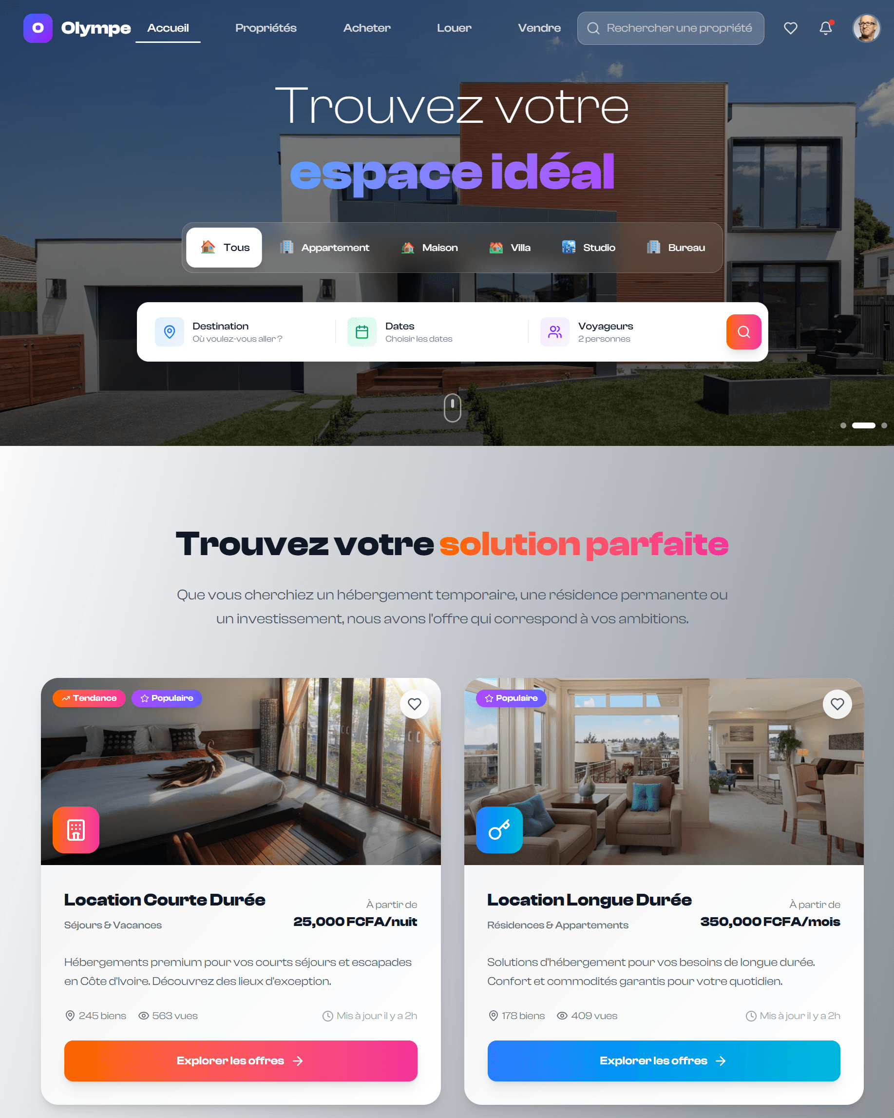 Plateforme d'annonces immobilières Olympe